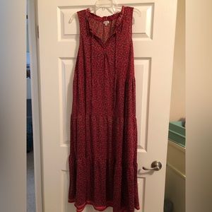 Red maxi dress with pockets